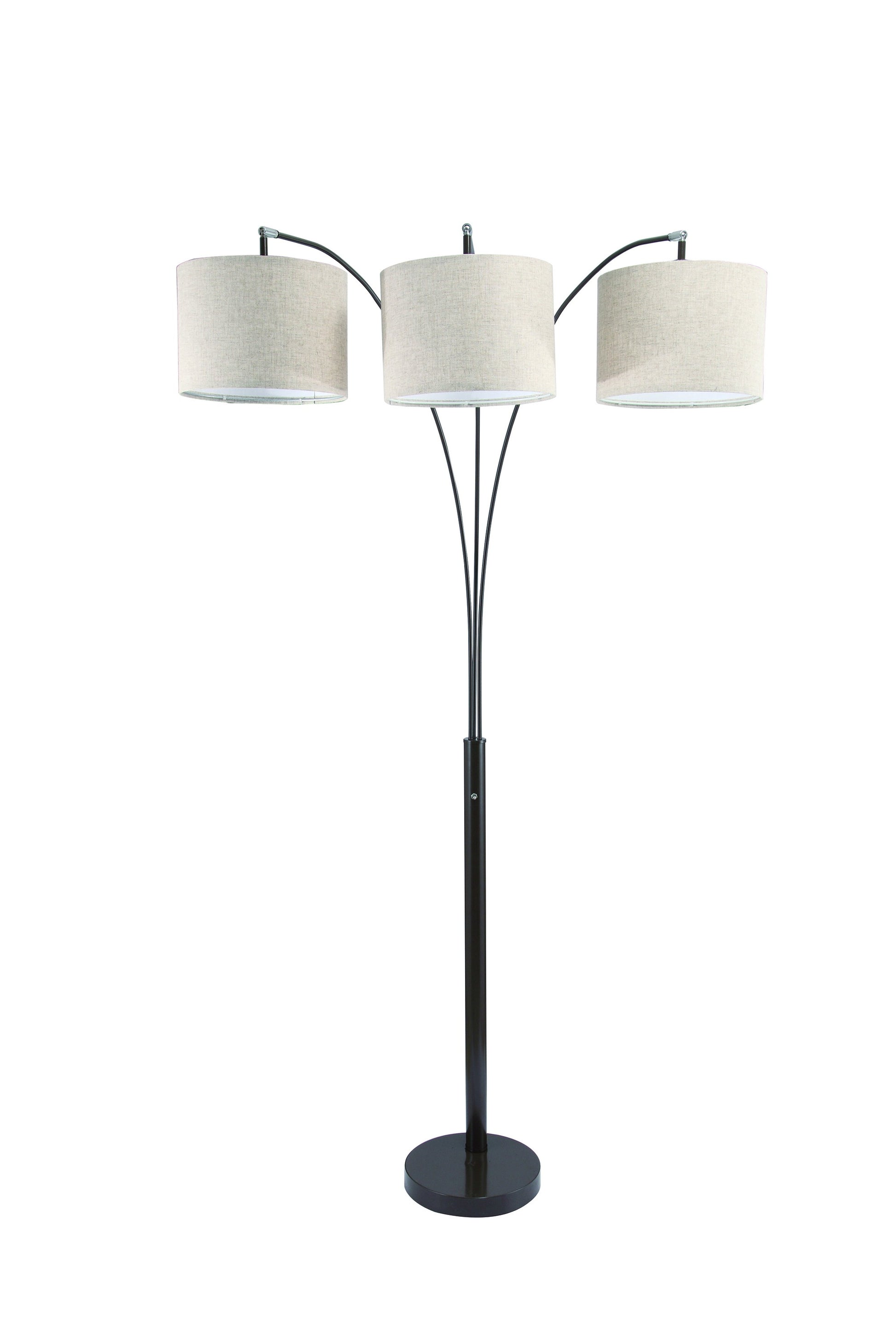 Beige And Espresso Brown Three Lights Tree Floor Lamp With Beige Drum Shade By Homeroots | Floor Lamps | Modishstore - 1