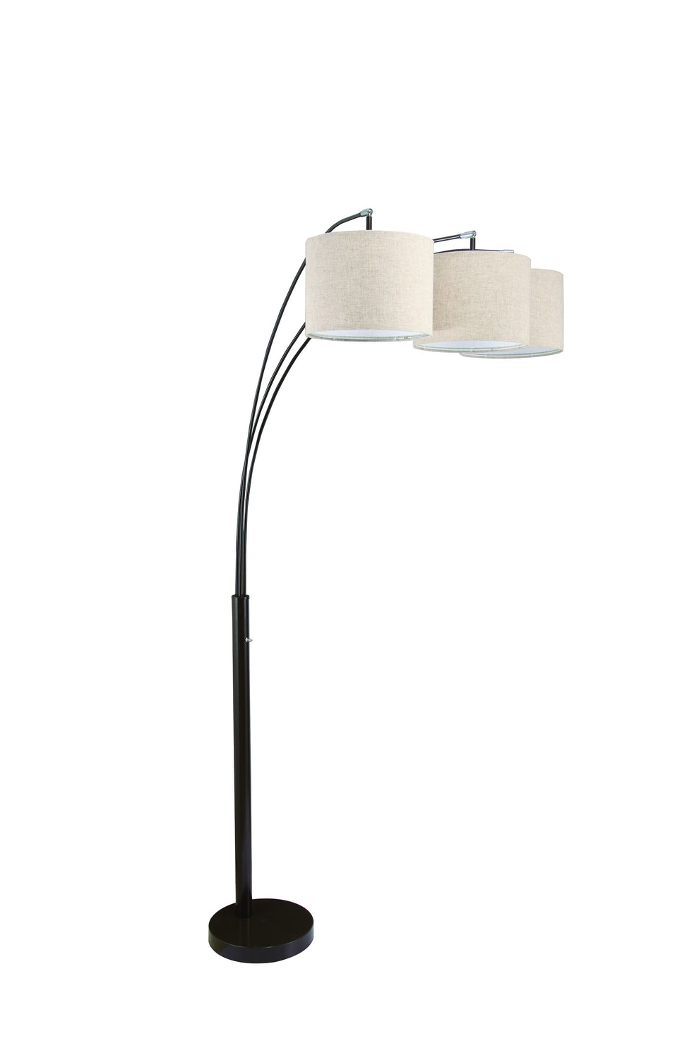 Beige And Espresso Brown Three Lights Tree Floor Lamp With Beige Drum Shade By Homeroots | Floor Lamps | Modishstore - 2