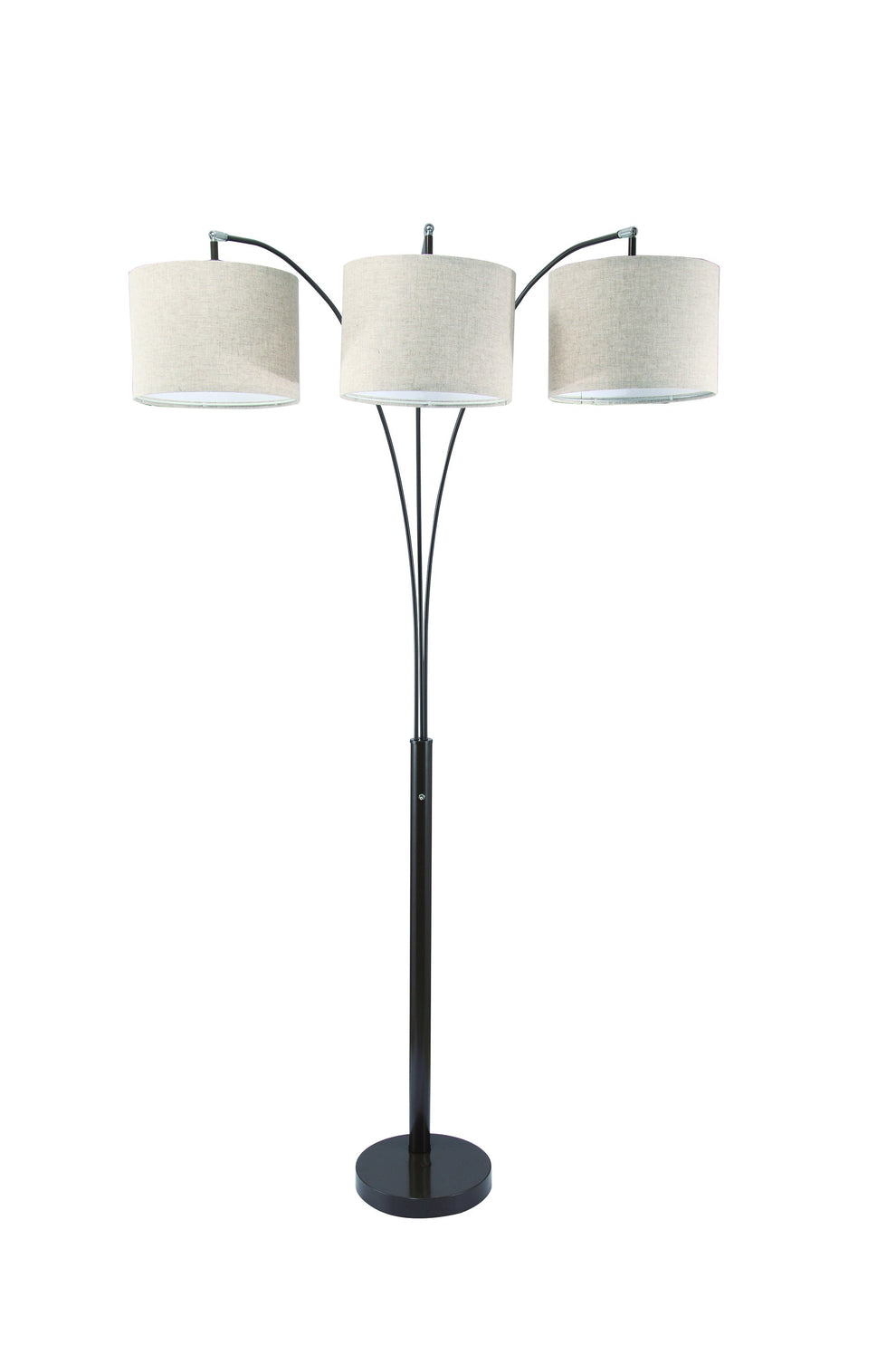 Beige And Espresso Brown Three Lights Tree Floor Lamp With Beige Drum Shade By Homeroots | Floor Lamps | Modishstore - 3