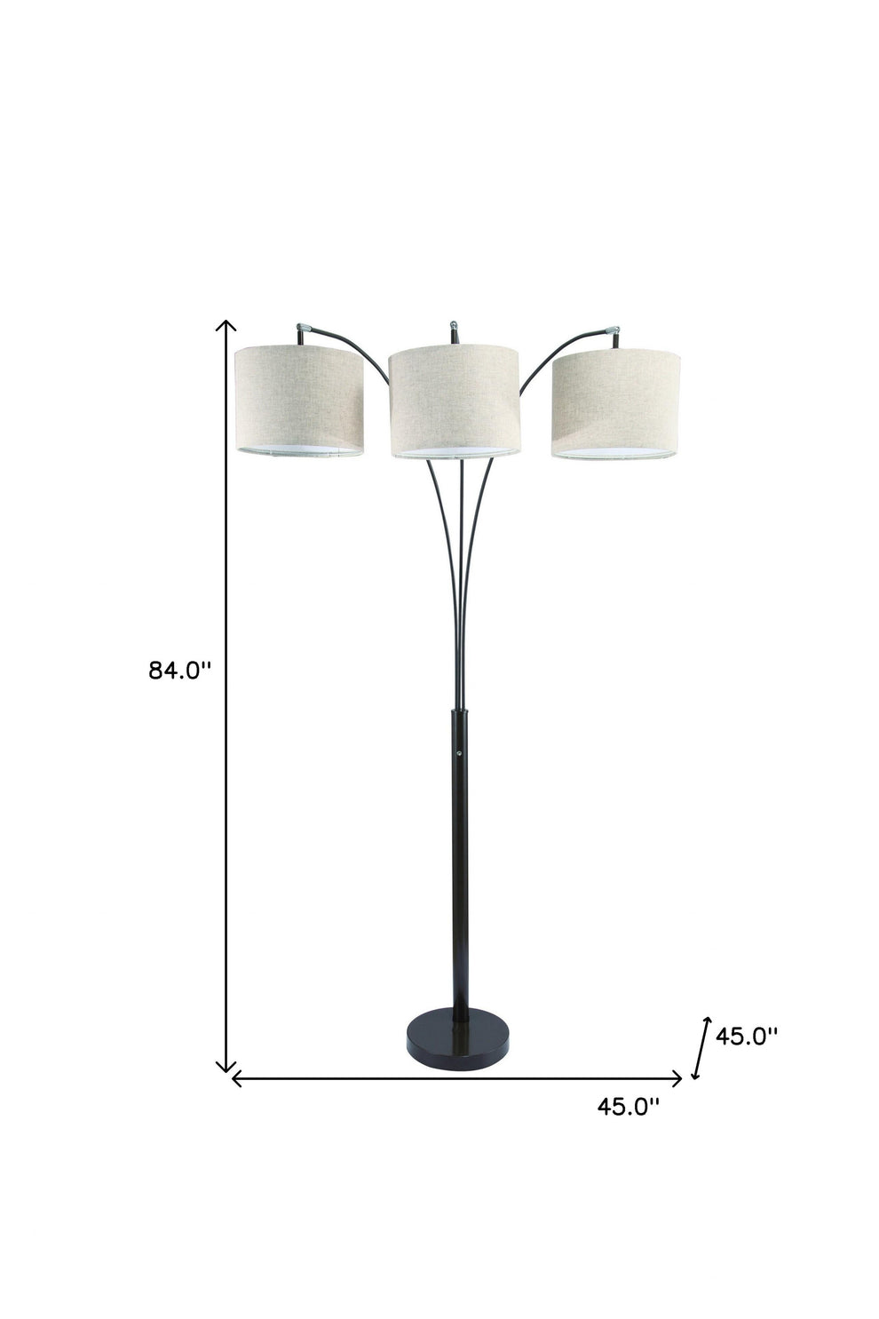Beige And Espresso Brown Three Lights Tree Floor Lamp With Beige Drum Shade By Homeroots | Floor Lamps | Modishstore - 8