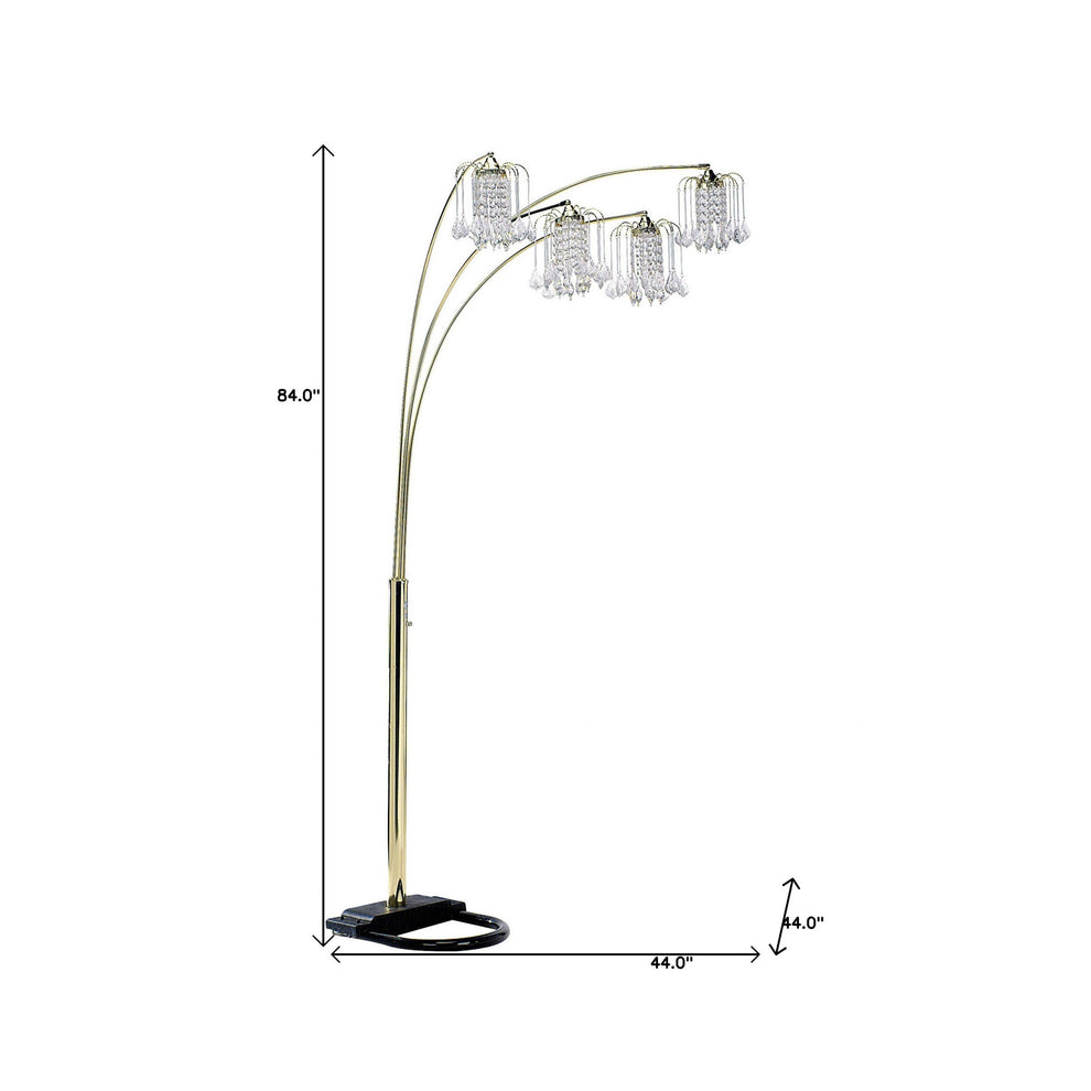 Gold Four Light Tree Floor Lamp With Clear Glass Novelty Shade By Homeroots | Floor Lamps | Modishstore - 6