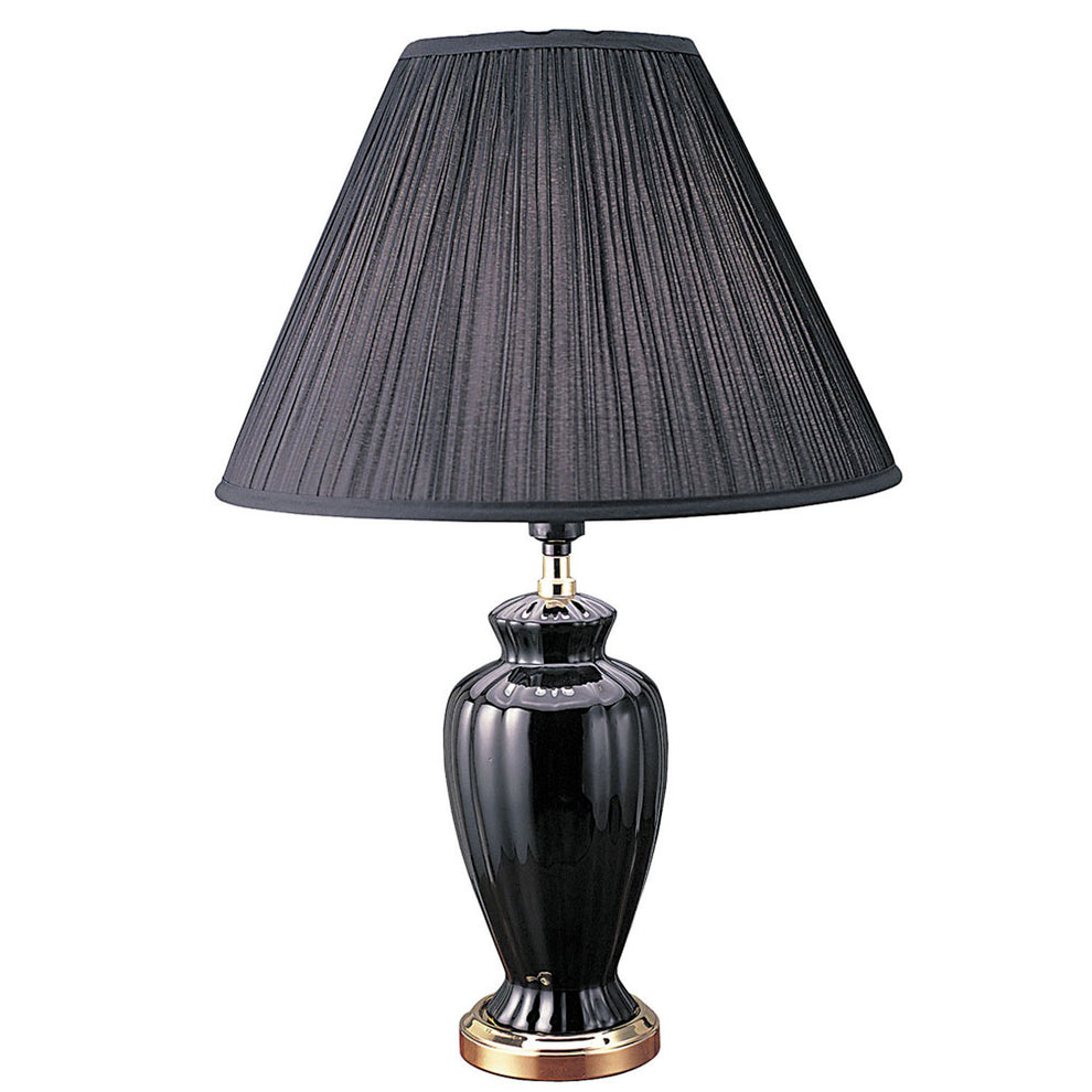 Gold Bedside Table Lamp With Black Empire Shade By Homeroots | Table Lamps | Modishstore - 3