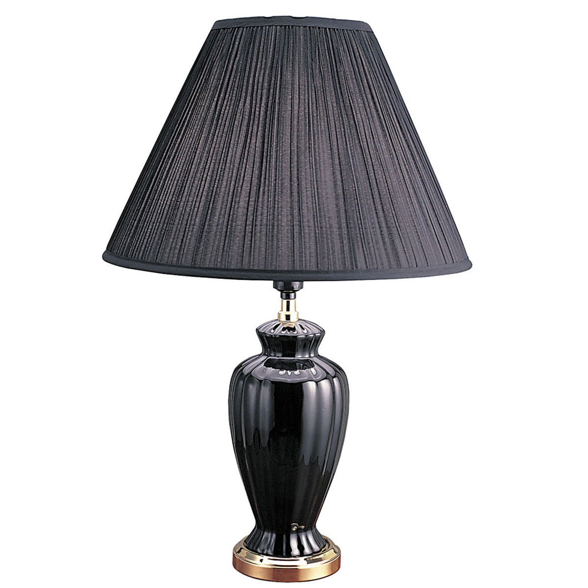 Gold Bedside Table Lamp With Black Empire Shade By Homeroots | Table Lamps | Modishstore - 1