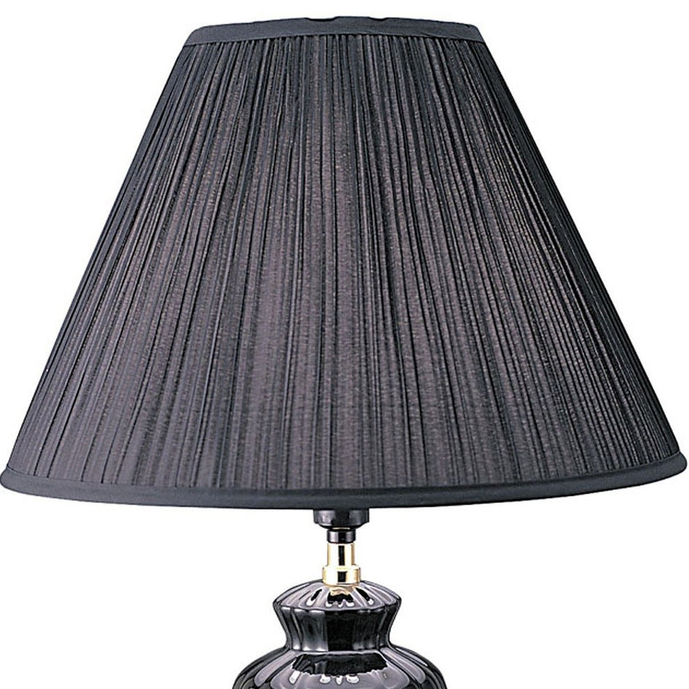 Gold Bedside Table Lamp With Black Empire Shade By Homeroots | Table Lamps | Modishstore - 2