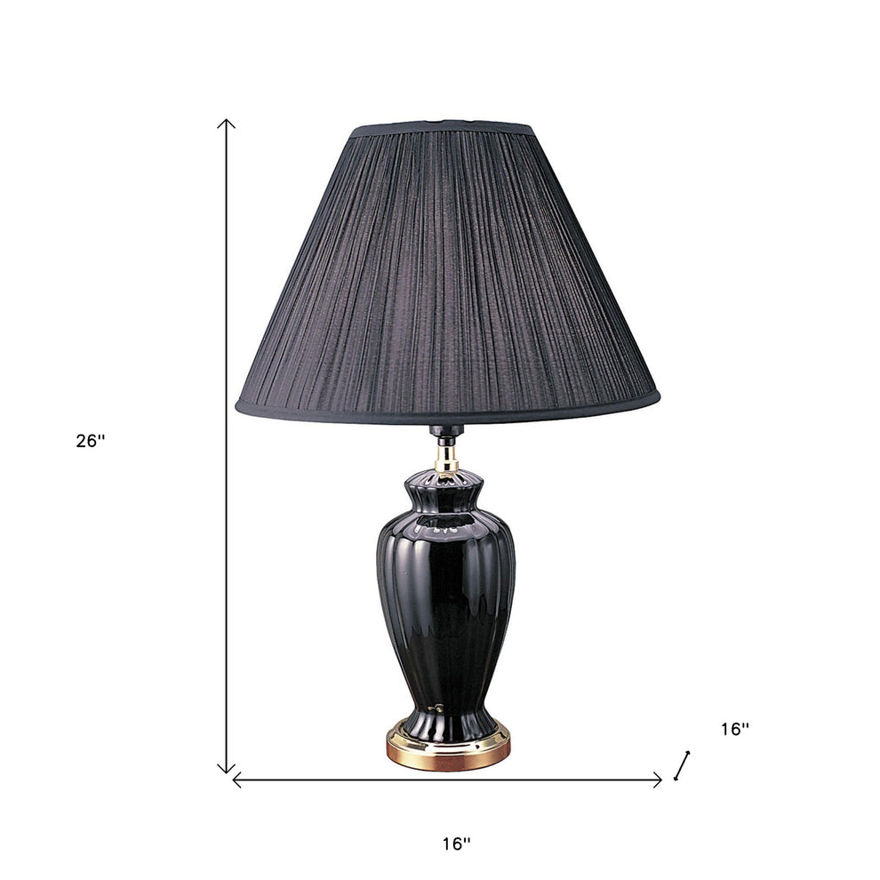 Gold Bedside Table Lamp With Black Empire Shade By Homeroots | Table Lamps | Modishstore - 5
