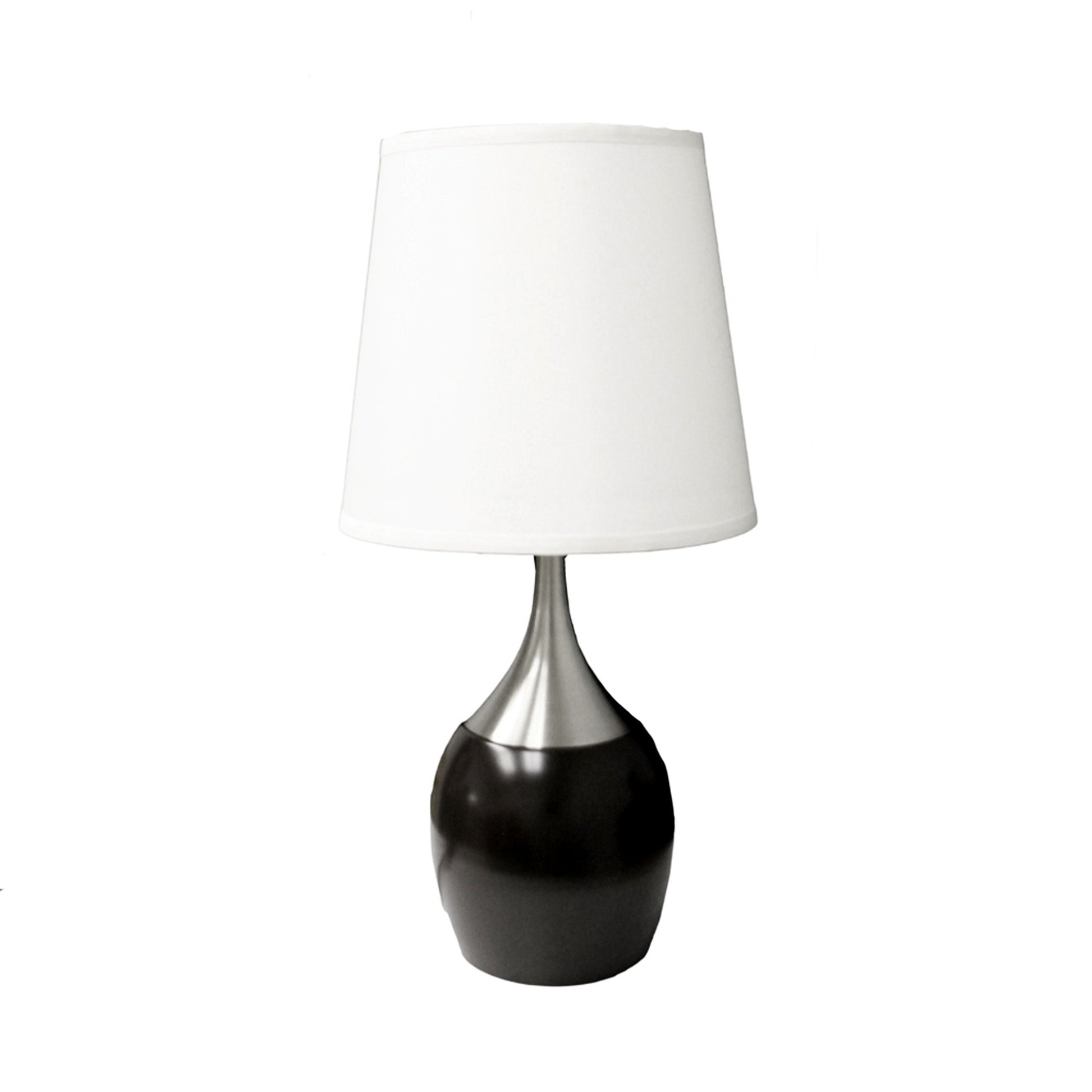 Black and Silver Gourd Table Lamp With White Tapered Drum Shade By Homeroots | Table Lamps | Modishstore - 1