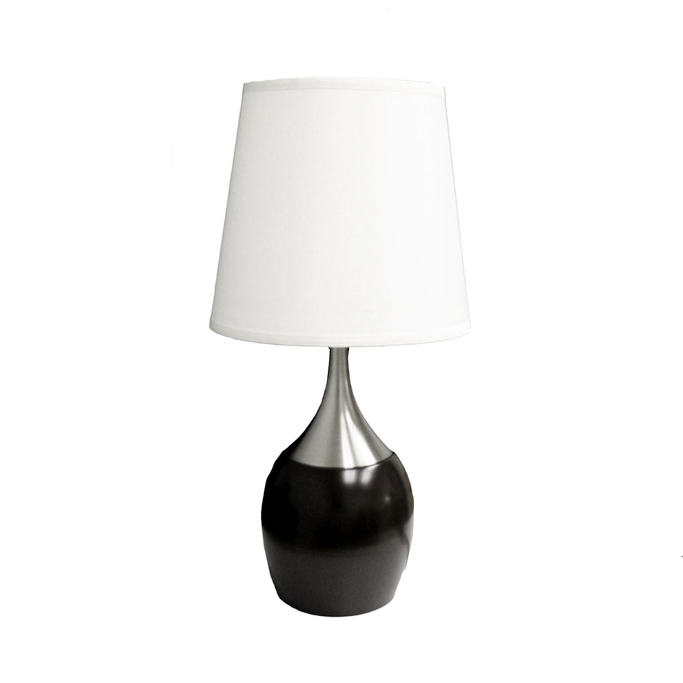 Black and Silver Gourd Table Lamp With White Tapered Drum Shade By Homeroots | Table Lamps | Modishstore - 2