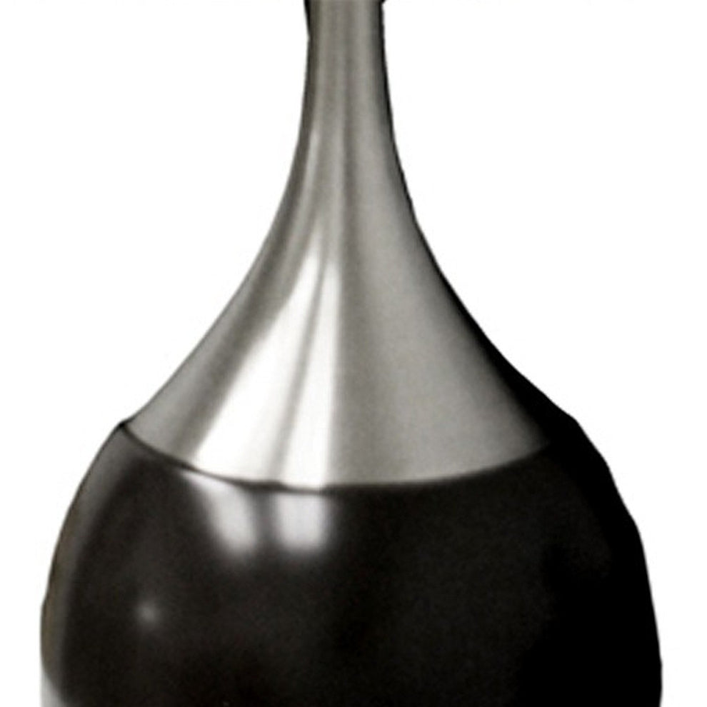 Black and Silver Gourd Table Lamp With White Tapered Drum Shade By Homeroots | Table Lamps | Modishstore - 4