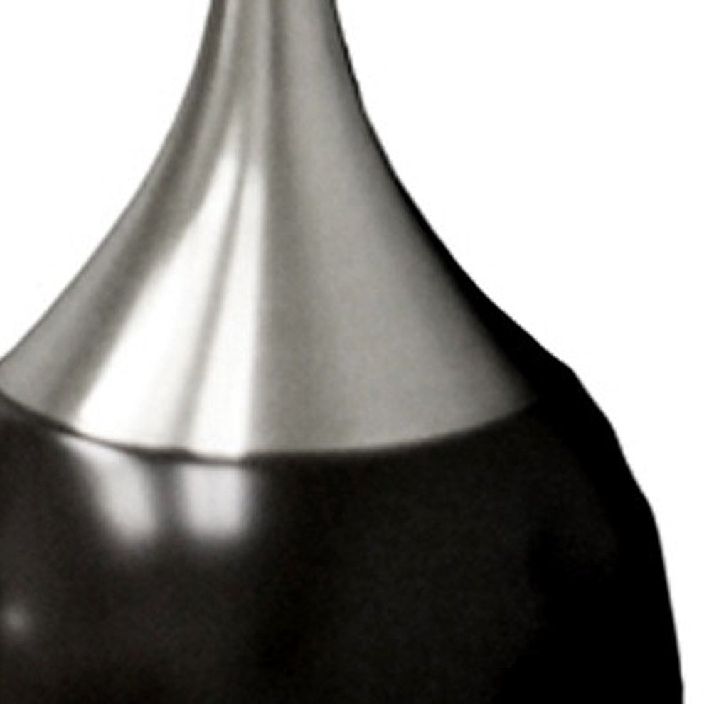 Black and Silver Gourd Table Lamp With White Tapered Drum Shade By Homeroots | Table Lamps | Modishstore - 5