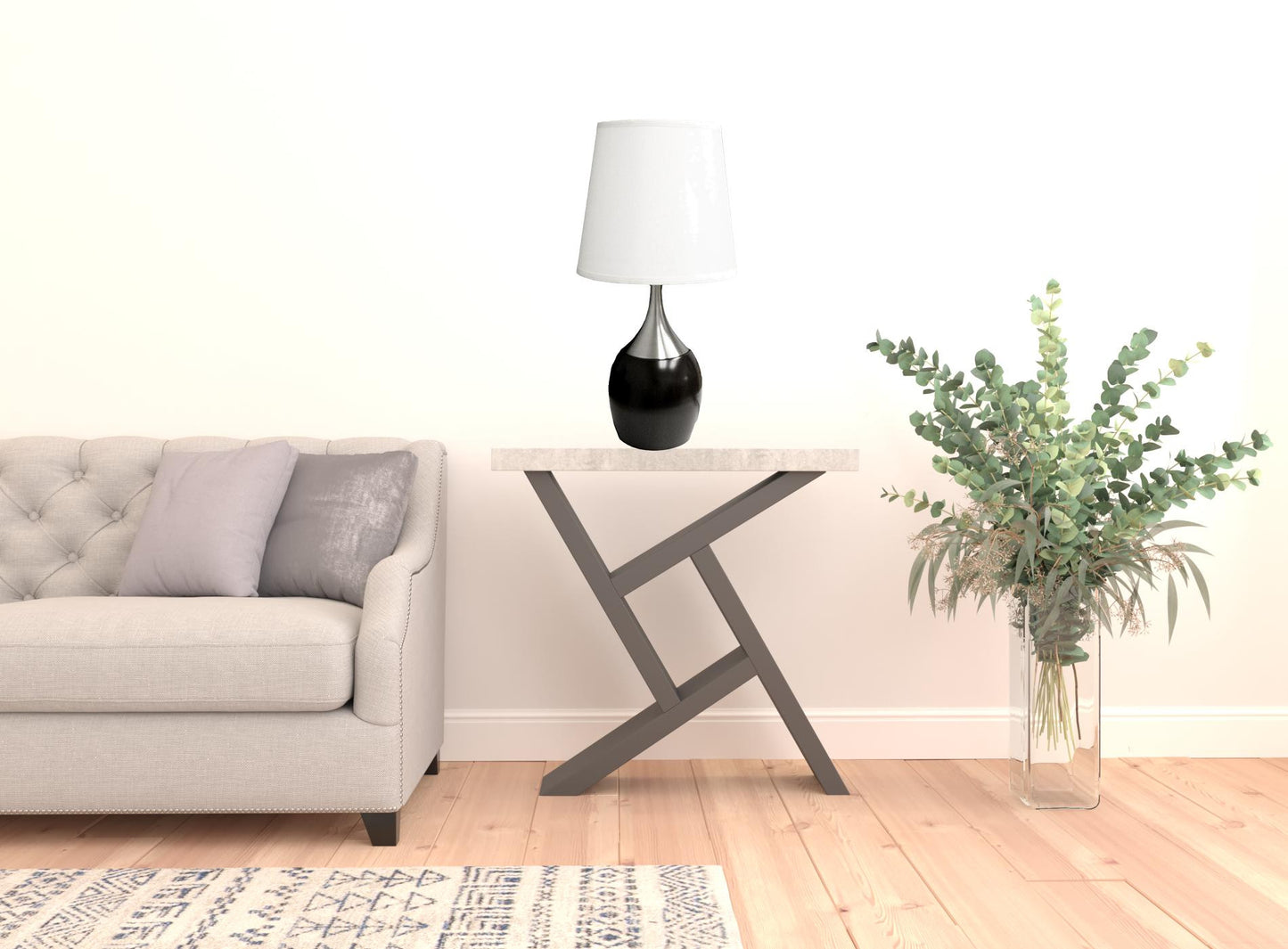 Black and Silver Gourd Table Lamp With White Tapered Drum Shade By Homeroots | Table Lamps | Modishstore - 3