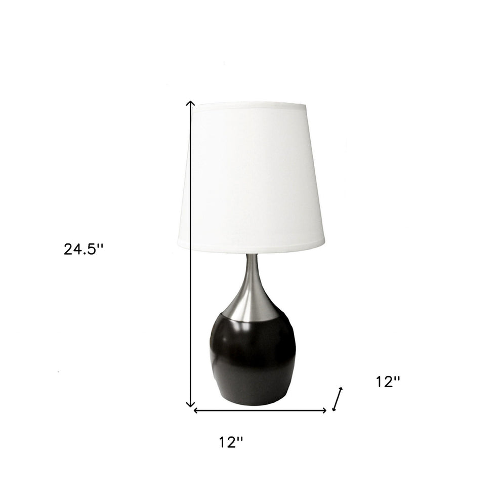 Black and Silver Gourd Table Lamp With White Tapered Drum Shade By Homeroots | Table Lamps | Modishstore - 6