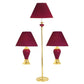 Set Of Three Gold Ceramic Bedside Floor and Table Lamp Set With Red Empire Shade By Homeroots | Table Lamps | Modishstore - 3