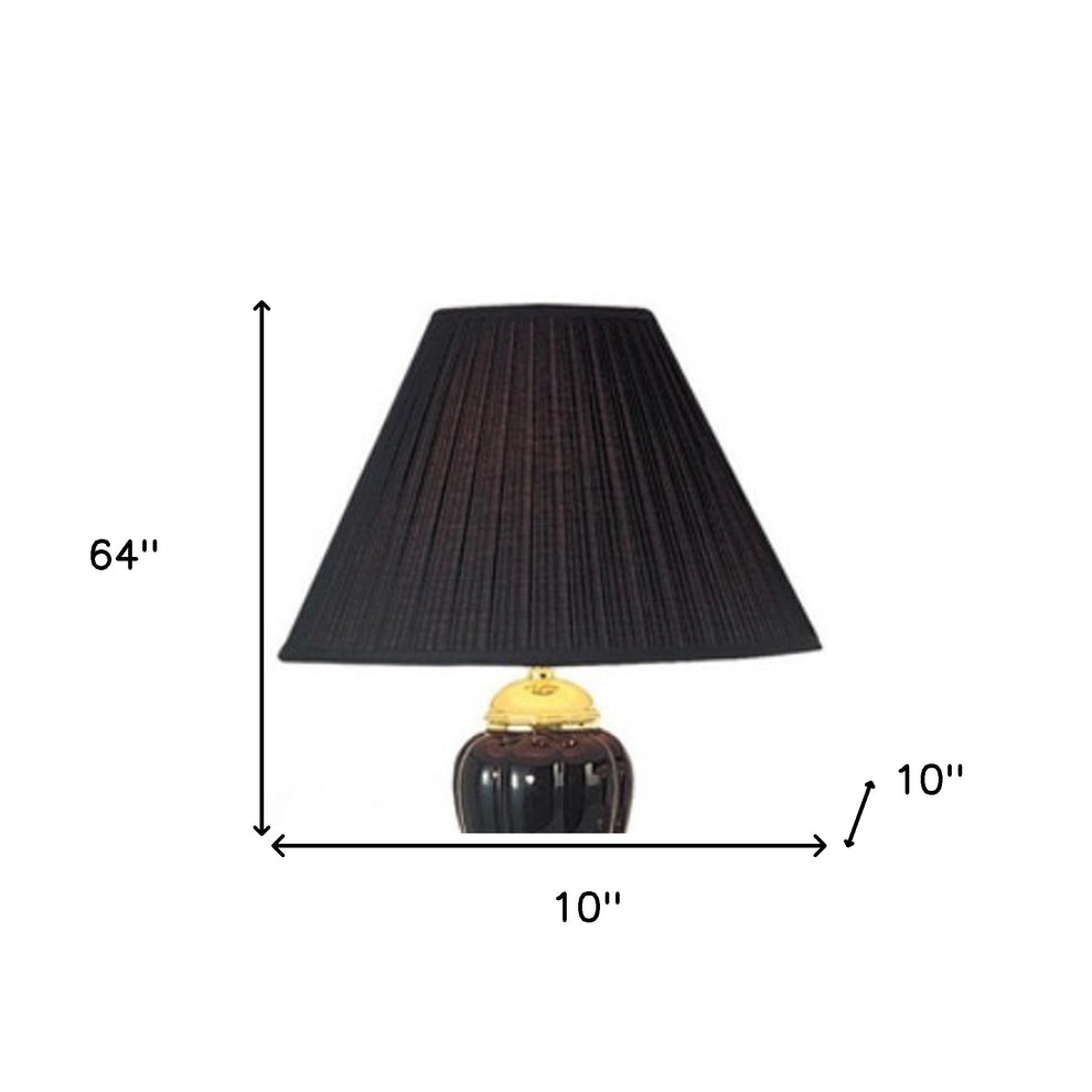 Set Of Three Gold Ceramic Bedside Floor and Table Lamp Set With Black Empire Shade By Homeroots | Table Lamps | Modishstore - 6