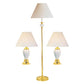 Set Of Three Gold and White Ceramic Bedside Floor and Table Lamp Set With Off White Empire Shade By Homeroots | Table Lamps | Modishstore - 2