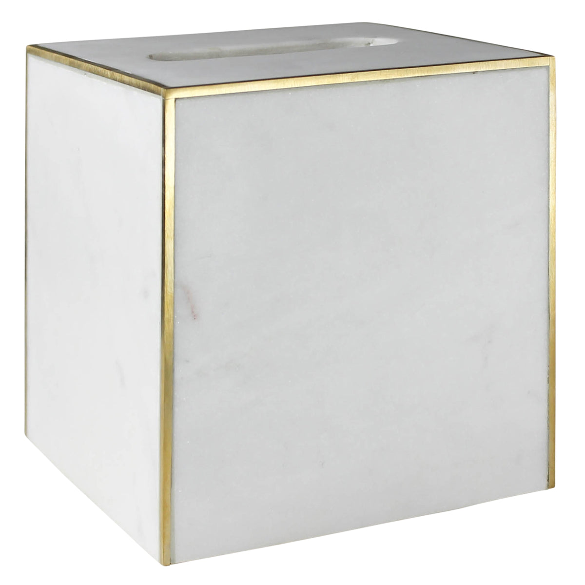 Loren Tissue Holder, Marble & Brass By HomArt | Candle Holders | Modishstore
