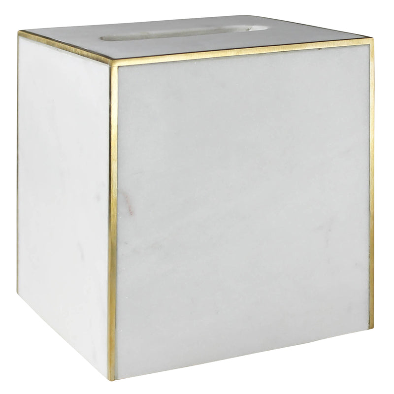 Loren Tissue Holder, Marble & Brass By HomArt | Candle Holders | Modishstore