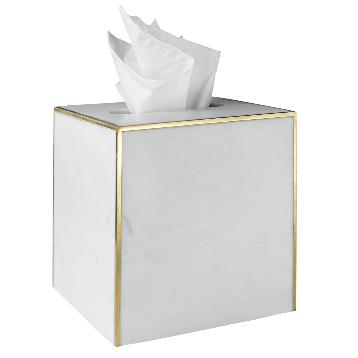 Loren Tissue Holder, Marble & Brass By HomArt | Candle Holders | Modishstore - 3