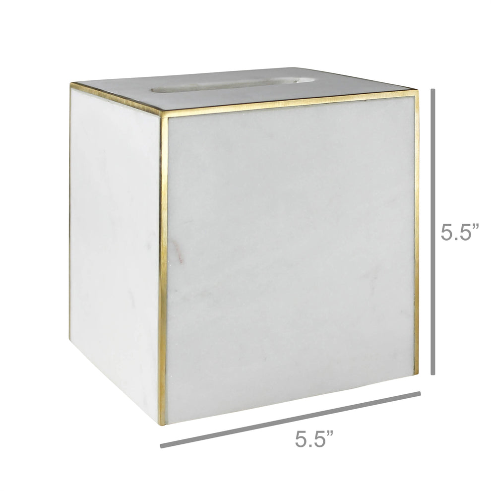 Loren Tissue Holder, Marble & Brass By HomArt | Candle Holders | Modishstore - 2