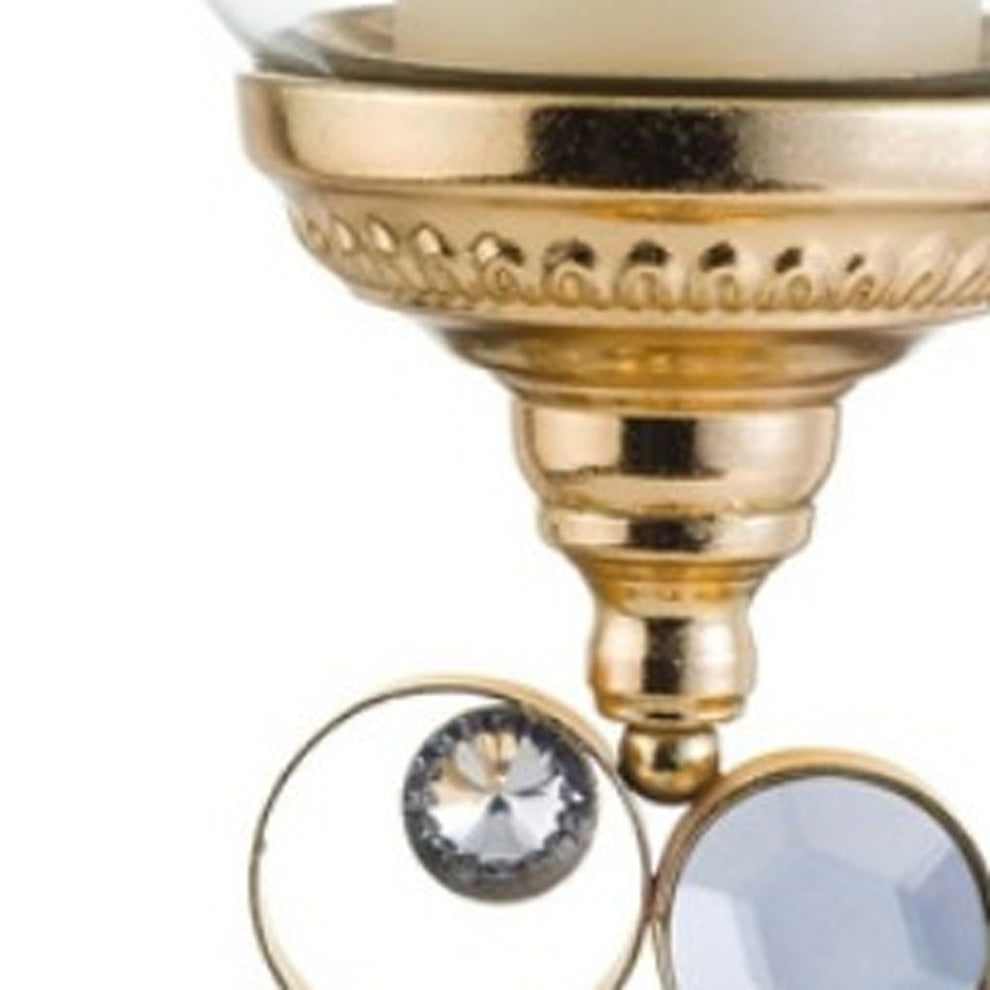 Gold and Faux Crystal Bling Tabletop Hurricane Candle Holder By Homeroots | Candle Holders | Modishstore - 5