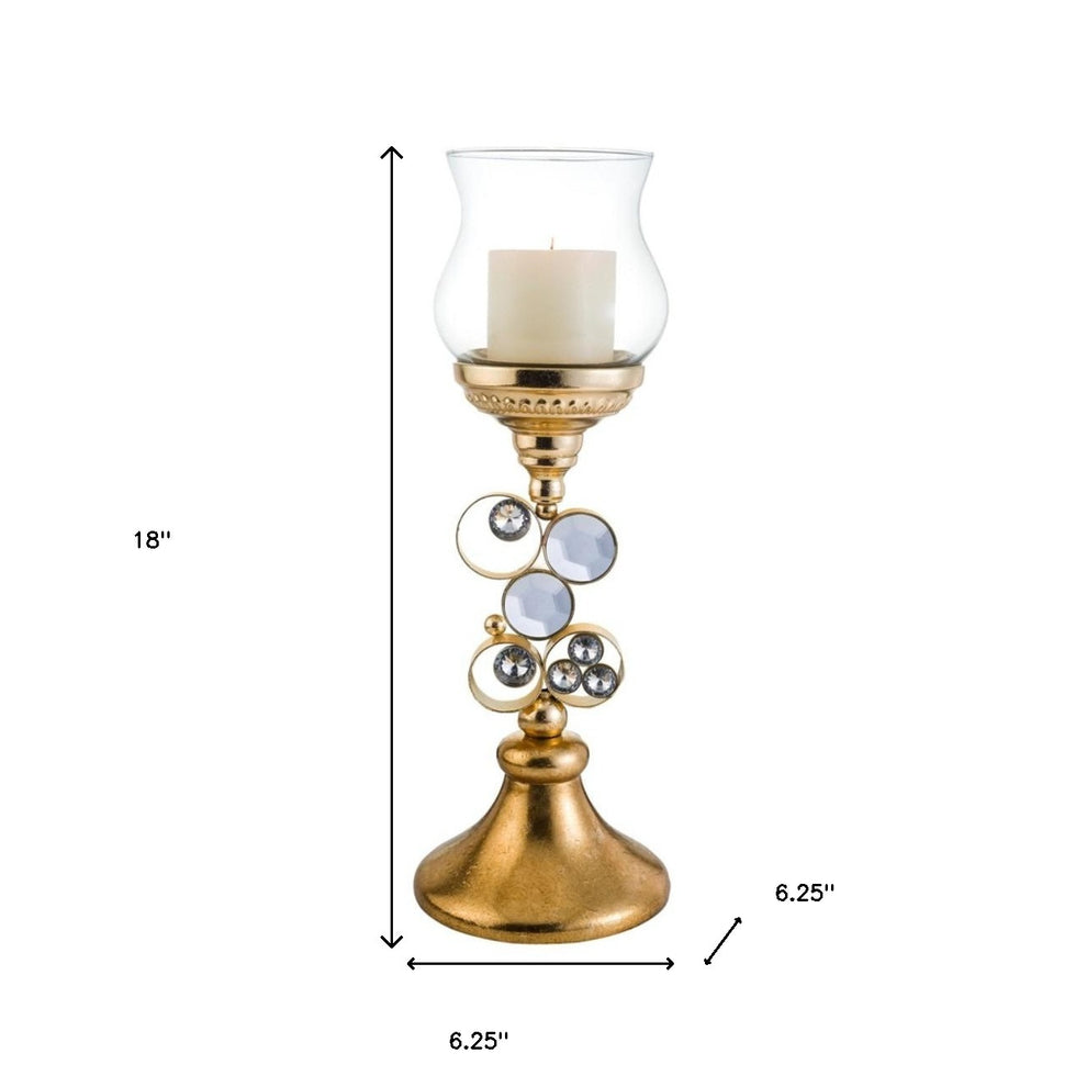 Gold and Faux Crystal Bling Tabletop Hurricane Candle Holder By Homeroots | Candle Holders | Modishstore - 6