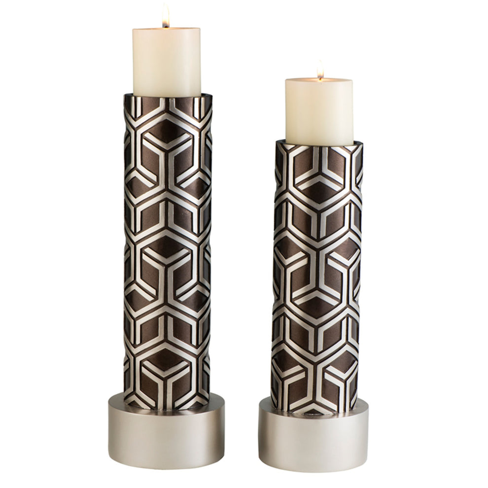 Set Of Two Gold Tabletop Pillar Candle Holders By Homeroots | Candle Holders | Modishstore - 6
