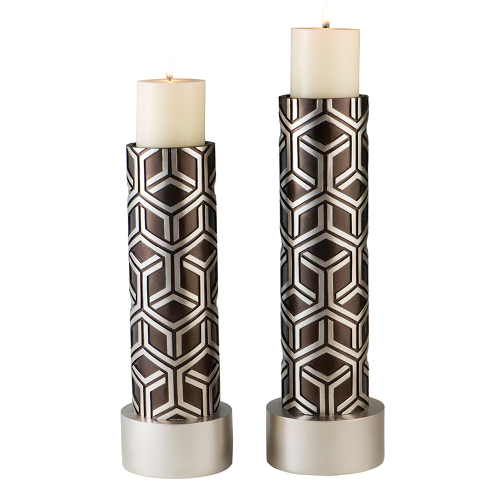 Set Of Two Gold Tabletop Pillar Candle Holders By Homeroots | Candle Holders | Modishstore - 7