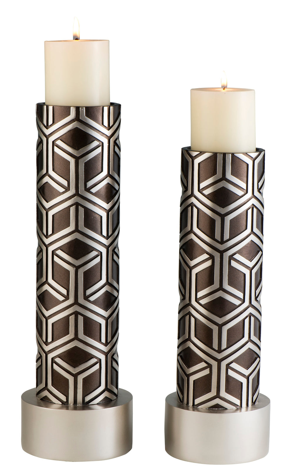Set Of Two Gold Tabletop Pillar Candle Holders By Homeroots | Candle Holders | Modishstore - 8