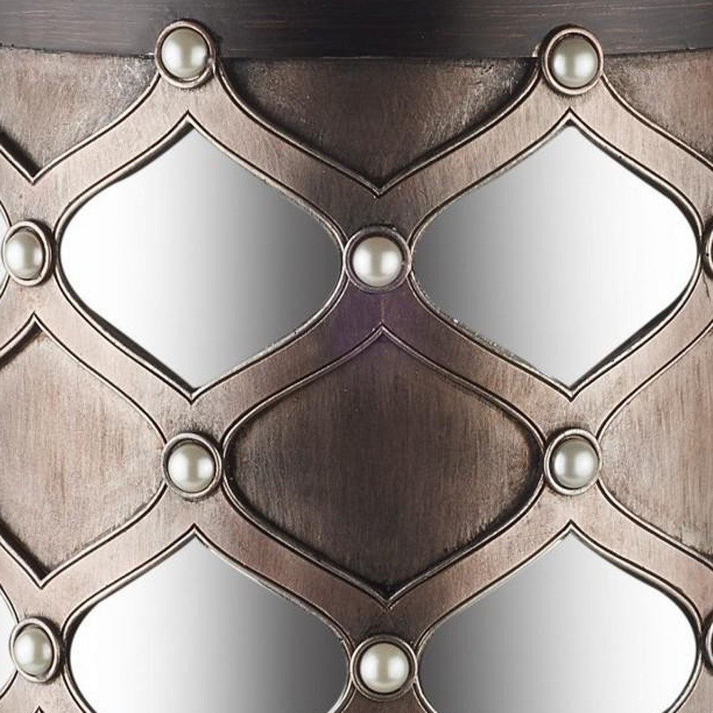 Bronze and Silver with Pearls Floor Hurricane Candle Holder By Homeroots | Candle Holders | Modishstore - 5