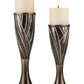 Set of Two Black Silver and Bronze Polyresin Abstract Centerpiece Pillar Candle Holders With Candle By Homeroots | Candle Holders | Modishstore - 4