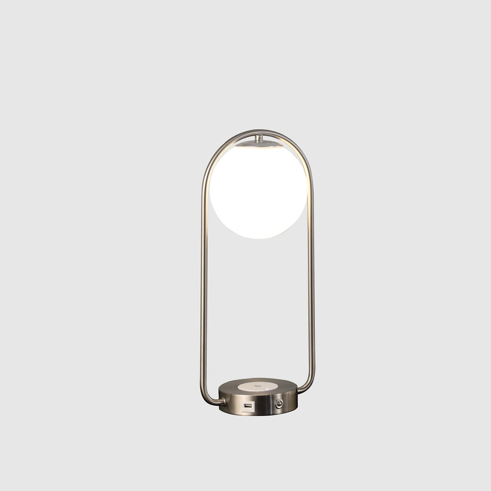 Silver Clip Globe USB Table Lamp By Homeroots | Table Lamps | Modishstore - 2
