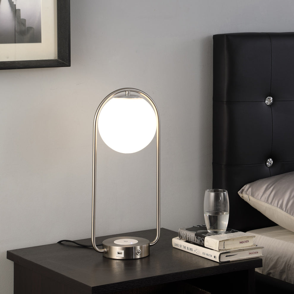 Silver Clip Globe USB Table Lamp By Homeroots | Table Lamps | Modishstore - 6