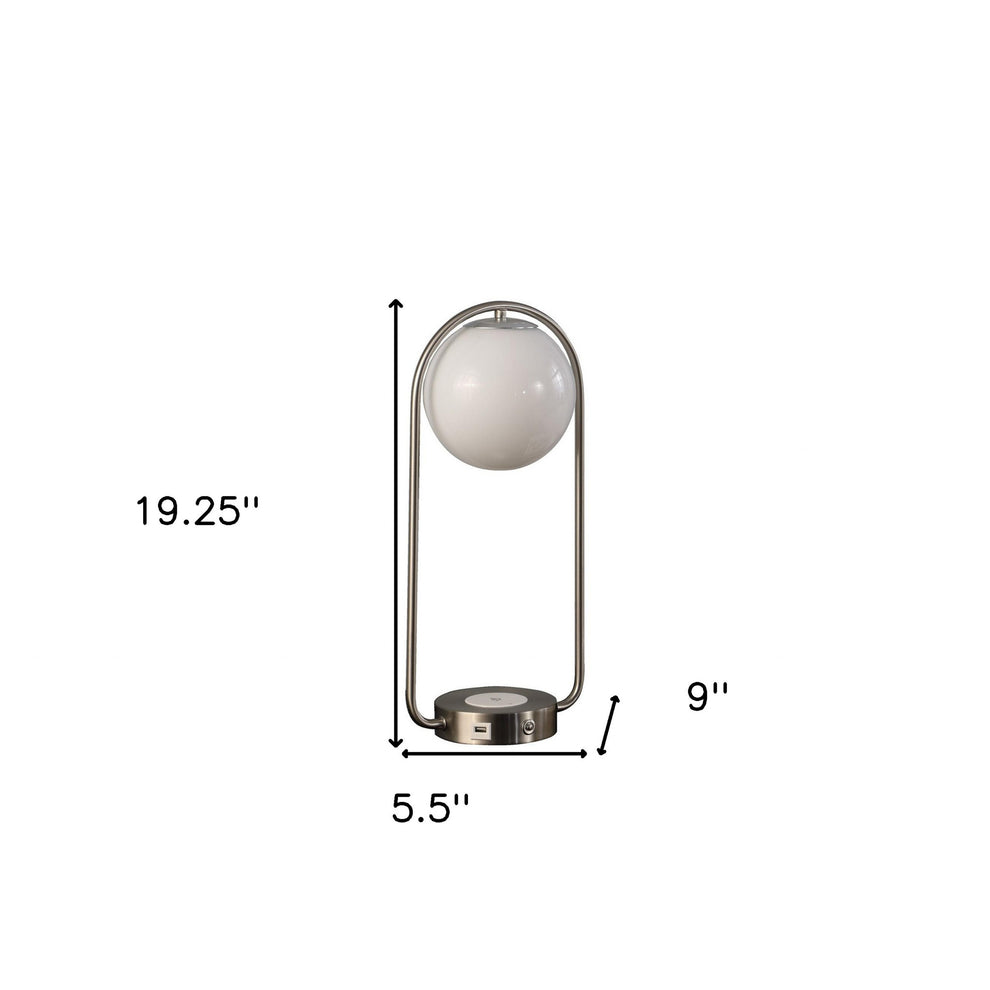 Silver Clip Globe USB Table Lamp By Homeroots | Table Lamps | Modishstore - 7