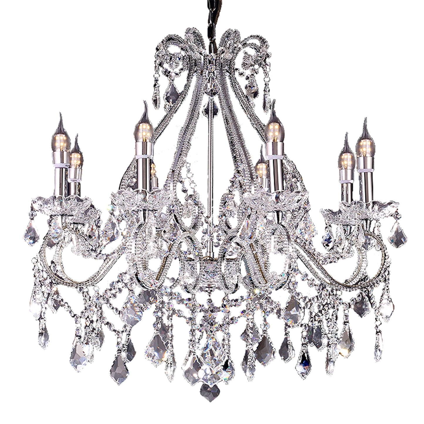 Candle Style Empire Eight Light Transparent Glass Led Ceiling Light By Homeroots | Chandeliers | Modishstore - 3