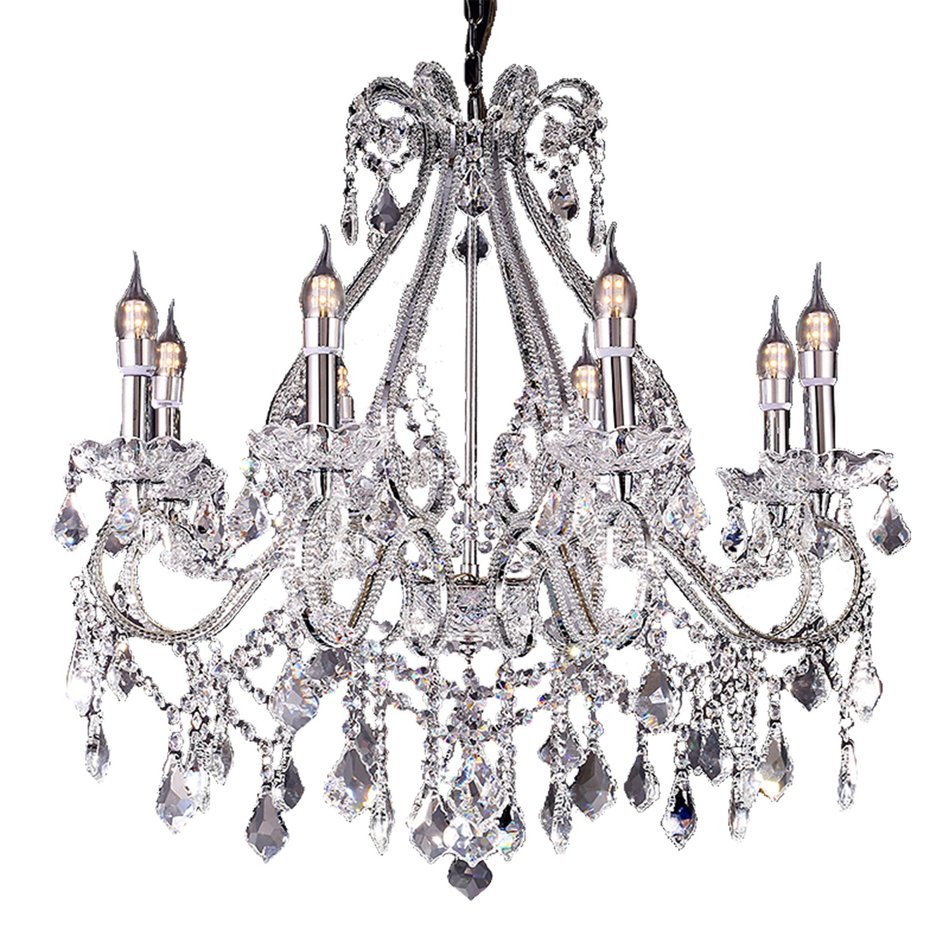 Candle Style Empire Eight Light Transparent Glass Led Ceiling Light By Homeroots | Chandeliers | Modishstore - 3