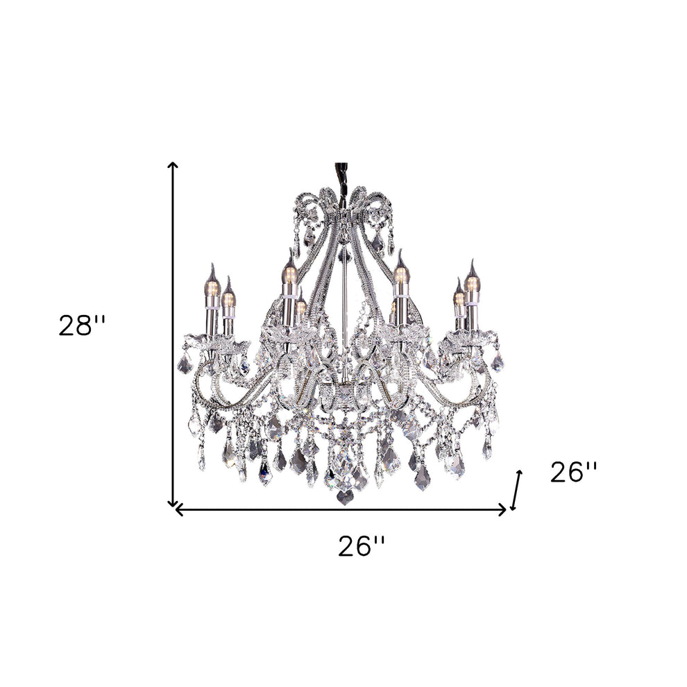 Candle Style Empire Eight Light Transparent Glass Led Ceiling Light By Homeroots | Chandeliers | Modishstore - 7
