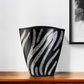 Black And Silver Striped Wavy Polyresin Table Vase By Homeroots | Vases | Modishstore - 1