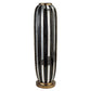 Black and Silver Striped Cylinder Polyresin Floor Vase By Homeroots | Vases | Modishstore - 2