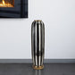 Black and Silver Striped Cylinder Polyresin Floor Vase By Homeroots | Vases | Modishstore - 1