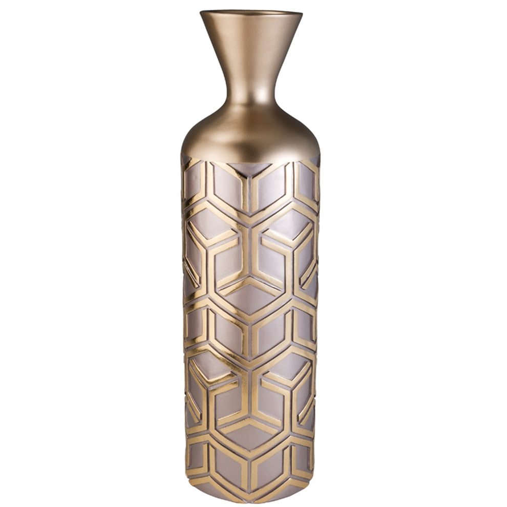 Rose Gold Geometric Cylinder Polyresin Floor Vase By Homeroots | Vases | Modishstore - 4