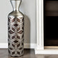 Brown and Silver Geometric Cylinder Polyresin Floor Vase By Homeroots | Vases | Modishstore - 1