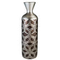 Brown and Silver Geometric Cylinder Polyresin Floor Vase By Homeroots | Vases | Modishstore - 2