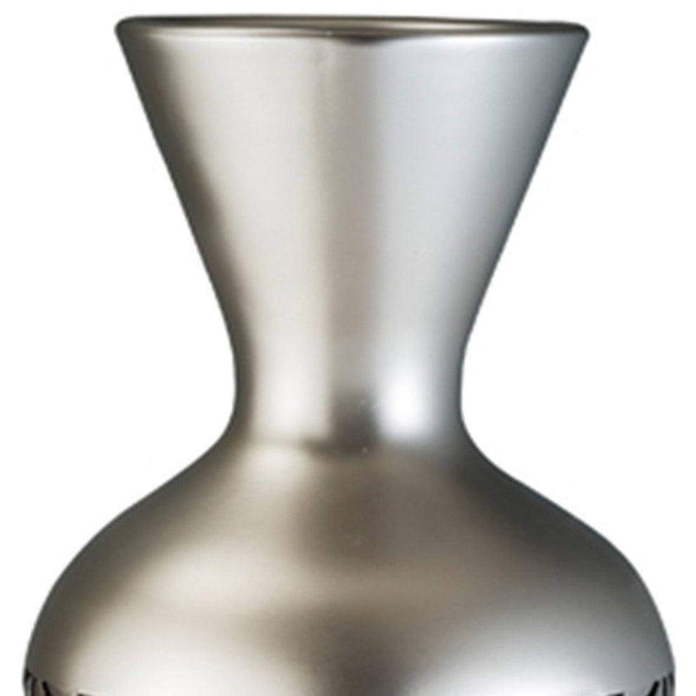 Brown and Silver Geometric Cylinder Polyresin Floor Vase By Homeroots | Vases | Modishstore - 4
