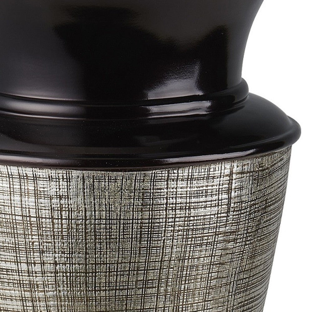 Espresso Silver and Gold Striped Urn Polyresin Table Vase By Homeroots | Vases | Modishstore - 3