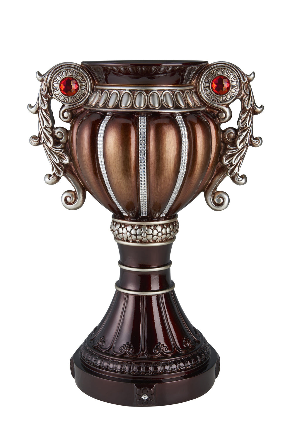Bronze and Silver Floral Urn Polyresin Table Vase With Stones By Homeroots | Vases | Modishstore - 3