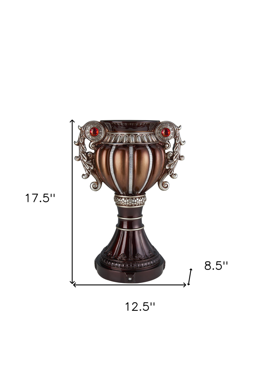 Bronze and Silver Floral Urn Polyresin Table Vase With Stones By Homeroots | Vases | Modishstore - 6