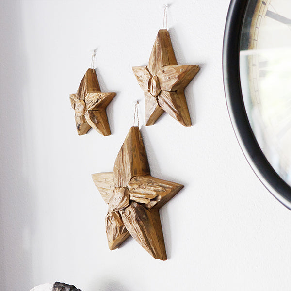 Harini Driftwood Stars Set of 3 - Round Set of 2 By Garden Age Supply | Sculptures | Modishstore - 1