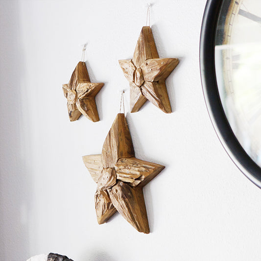 Harini Driftwood Stars Set of 3 - Round Set of 2 By Garden Age Supply | Sculptures | Modishstore - 1