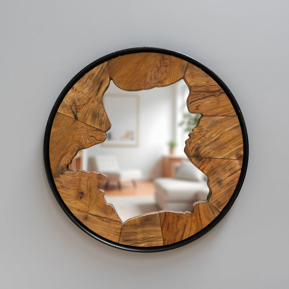 Teak Mirror with Metal Frame Set of 2 By Garden Age Supply | Sculptures | Modishstore - 2