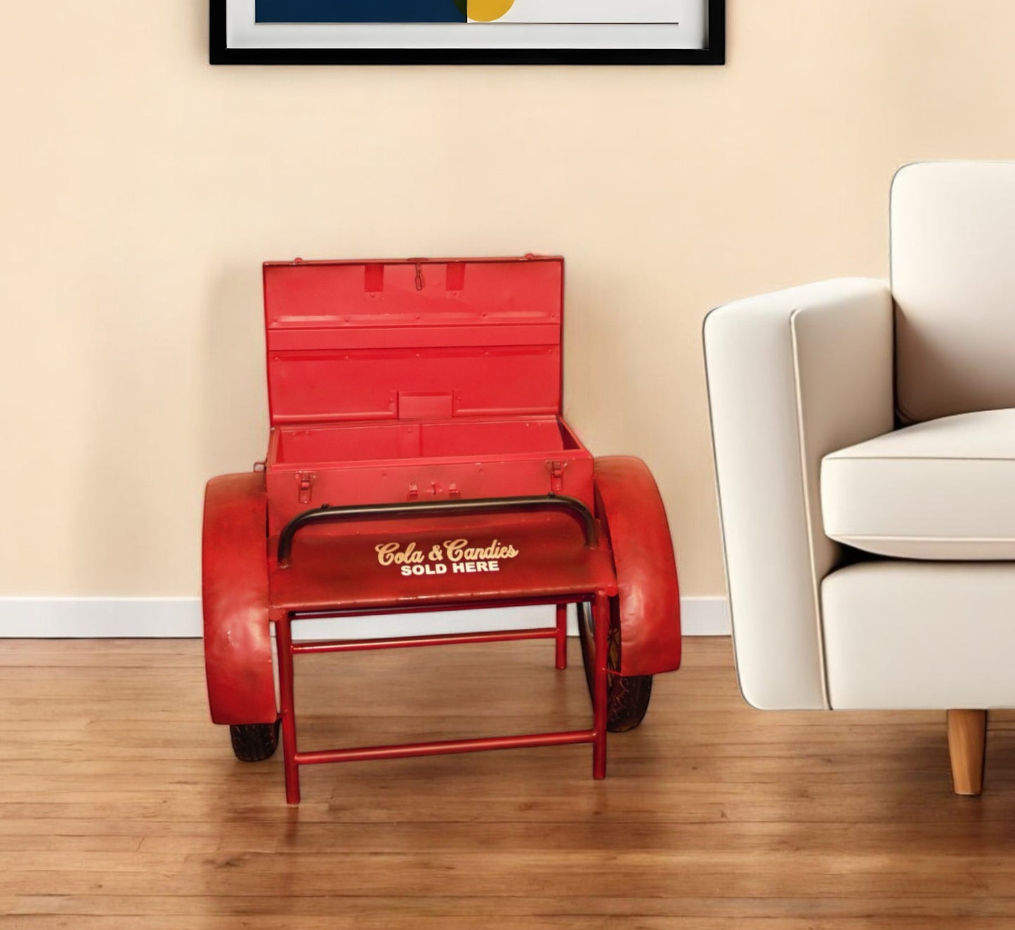 Retro Red Metal Delivery Box Accent Side Table By Homeroots | End Tables | Modishstore - 1