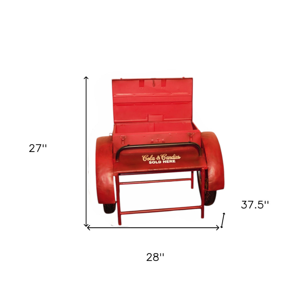 Retro Red Metal Delivery Box Accent Side Table By Homeroots | End Tables | Modishstore - 3